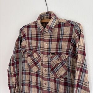 Vintage LEE button down shirt plaid flannel SMALL made in usa brown